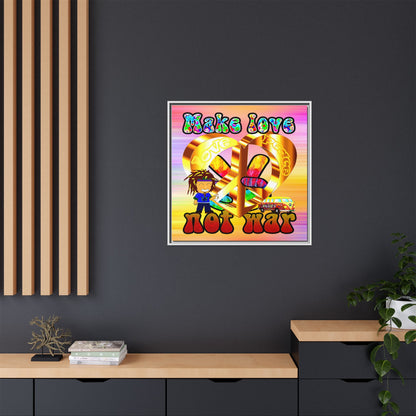 love peace - framed canvas art (color blur)