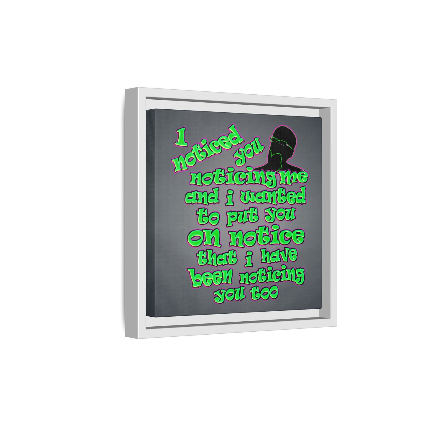 noticed you noticing - framed canvas art (grey-light grey)