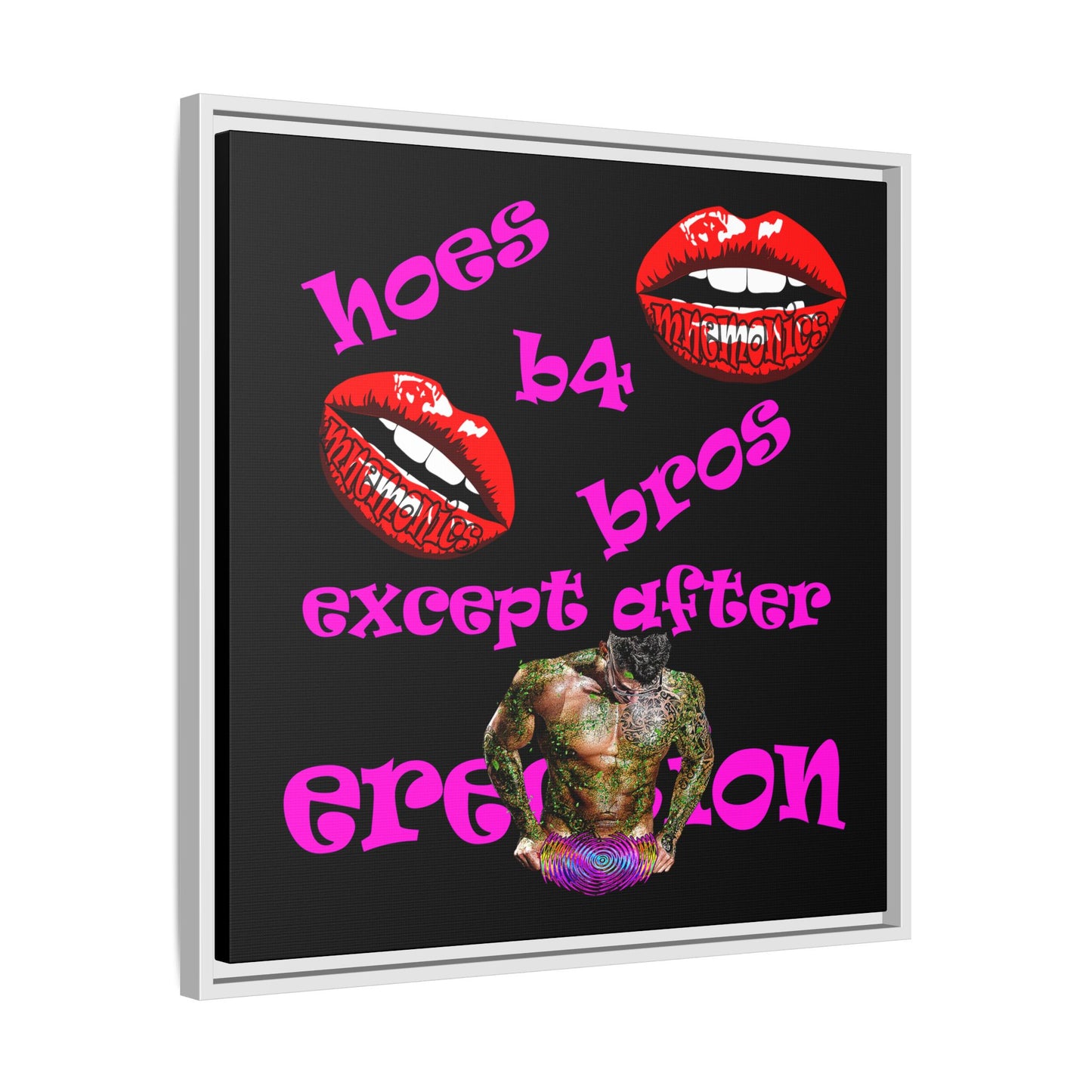 hoes b4 bros - framed canvas art (black)