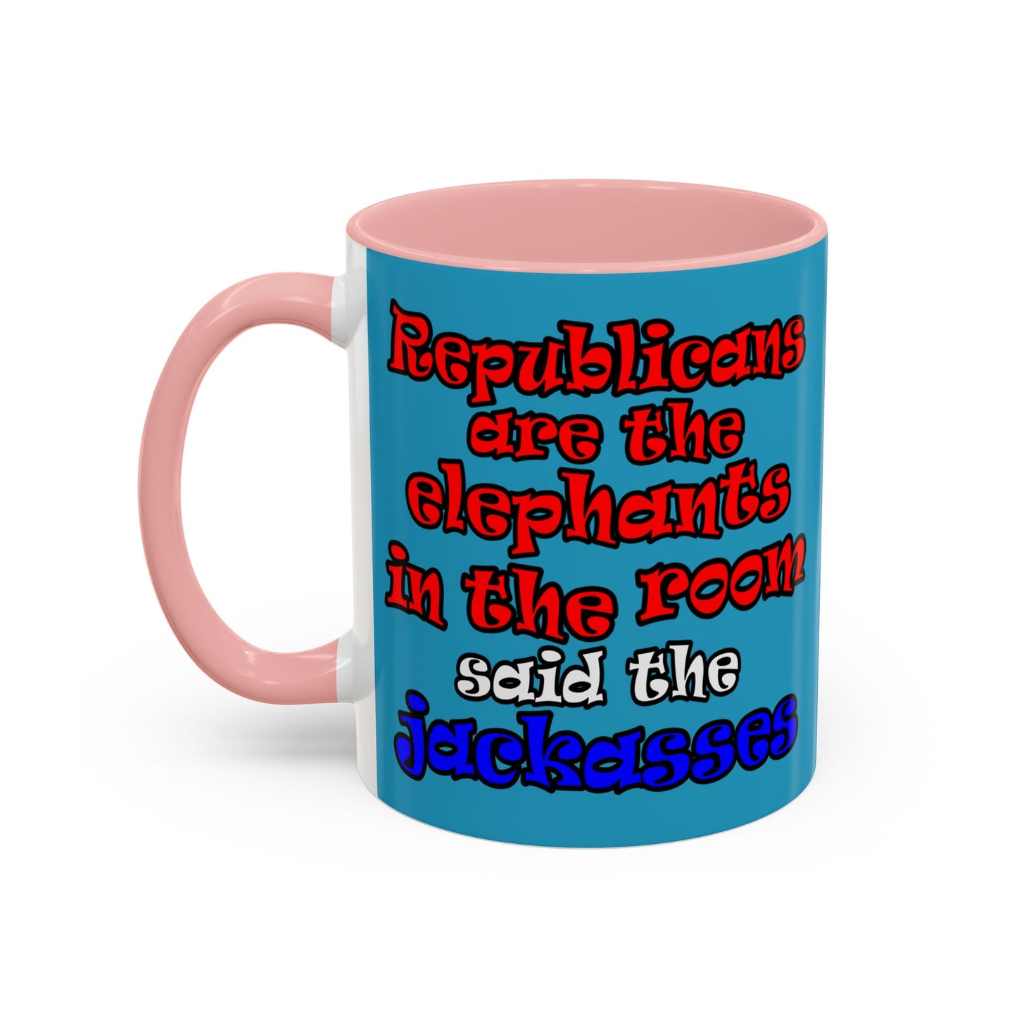 donkeys and elephants - Accent Mug (turquoise)
