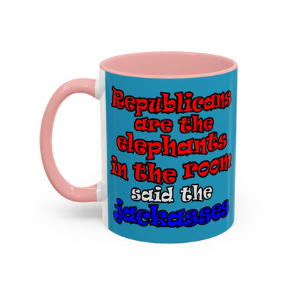 donkeys and elephants - Accent Mug (turquoise)