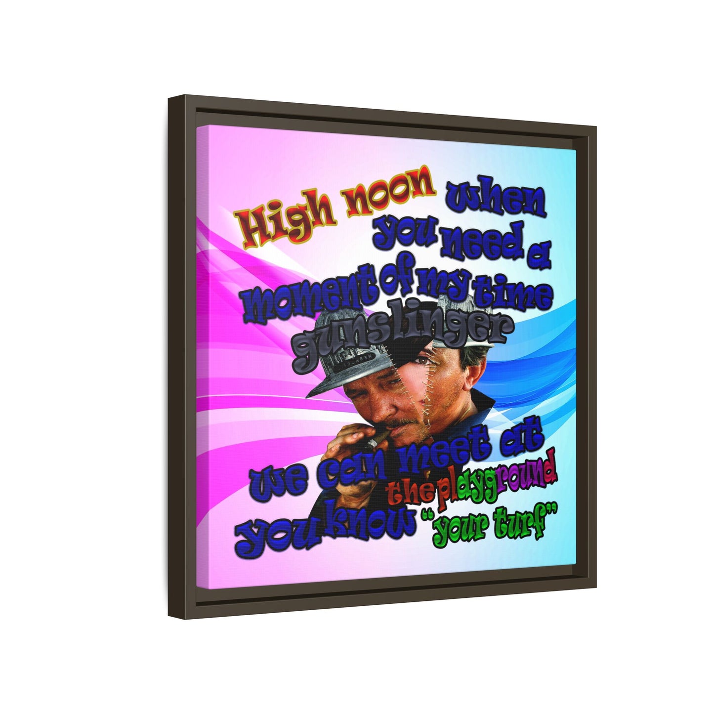 high noon - framed canvas art (light blue-pink wave)
