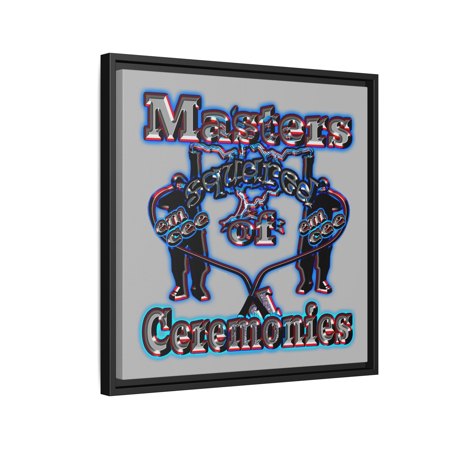 em cee squared - framed canvas art (light grey)