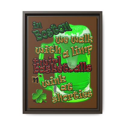 celtics logo - framed canvas art (brown)