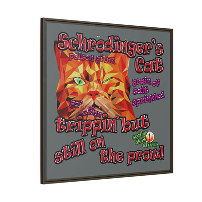 schrodinger's cat - framed canvas art (dark grey)