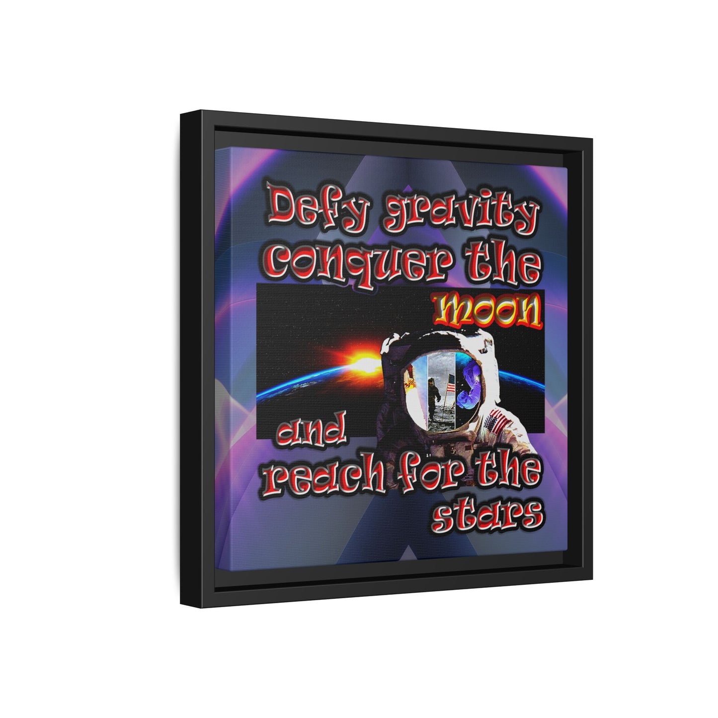 defy conquer reach - framed canvas art (grey-pink wave)