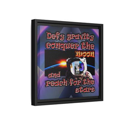 defy conquer reach - framed canvas art (grey-pink wave)