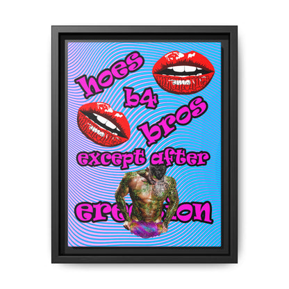 hoes b4 bros - framed canvas art (light blue-purple wave)