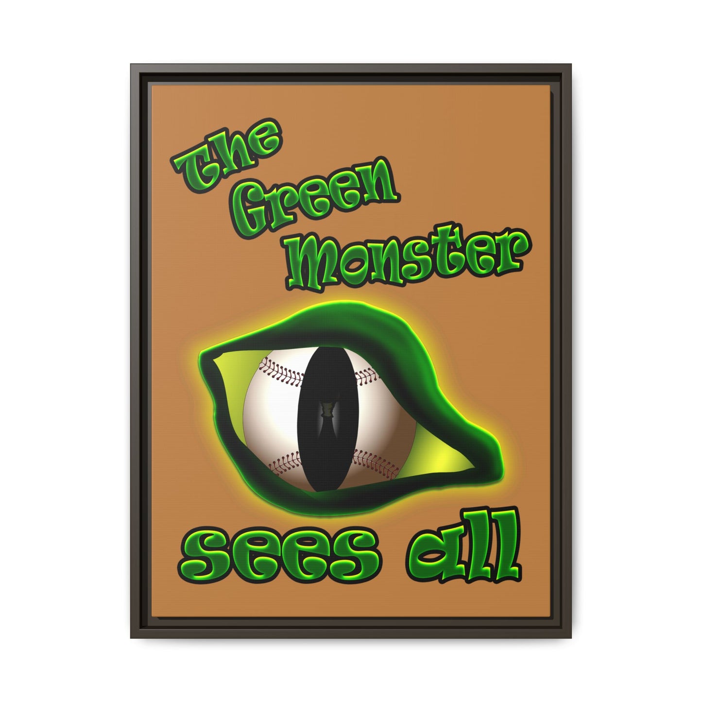 green monster - framed canvas art (light brown)