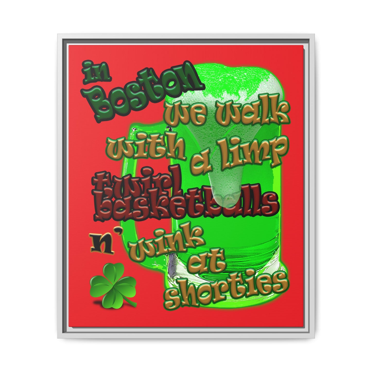 celtics logo - framed canvas art (red)