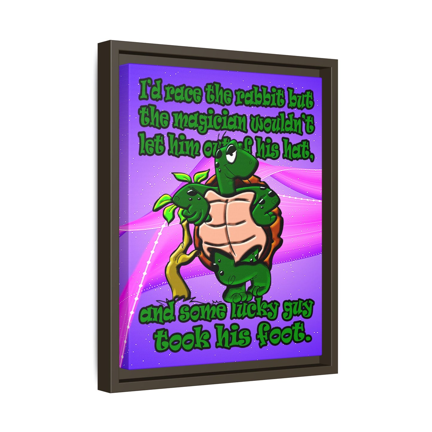 turtle race - framed canvas art (purple-pink wave)