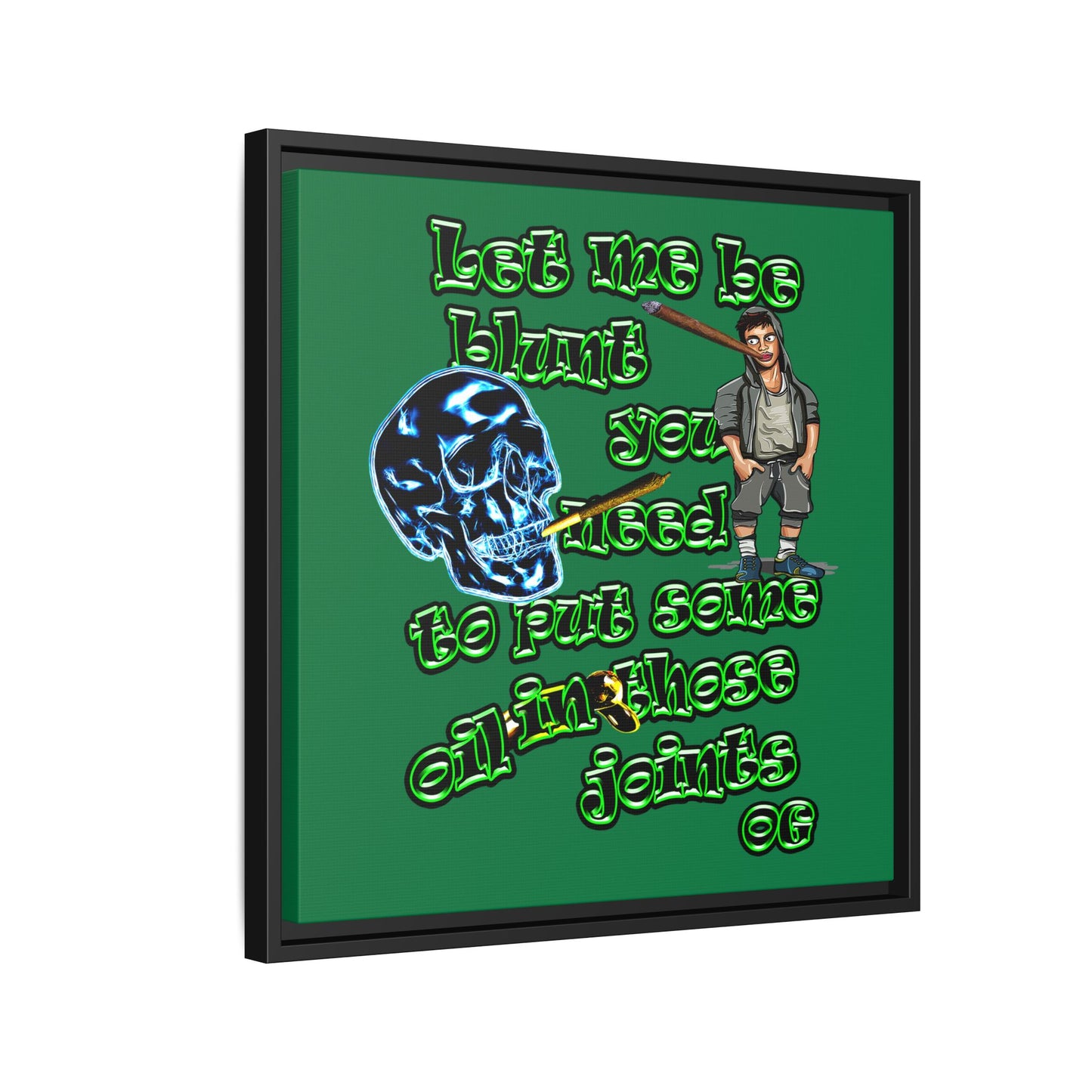 og - framed canvas art (dark green)