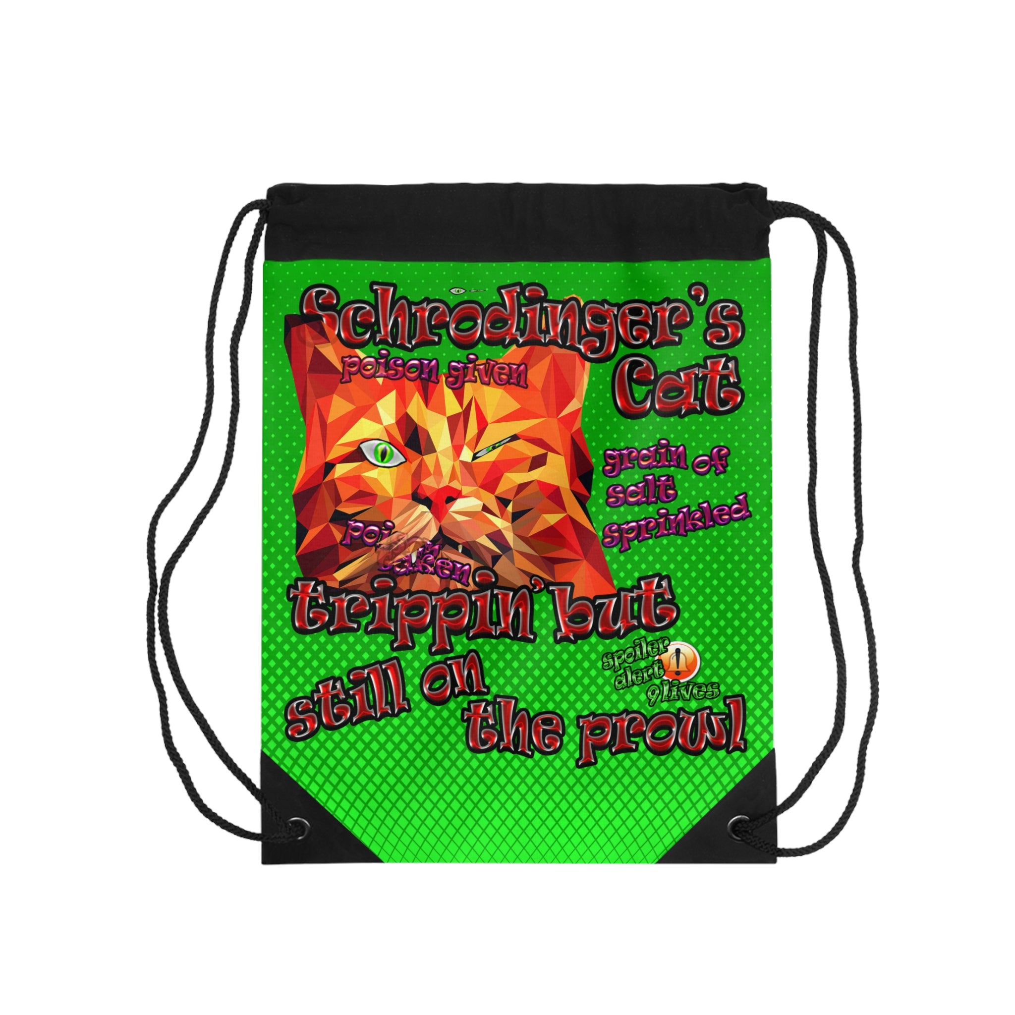 schrodinger's cat - Drawstring Bag (logo green)
