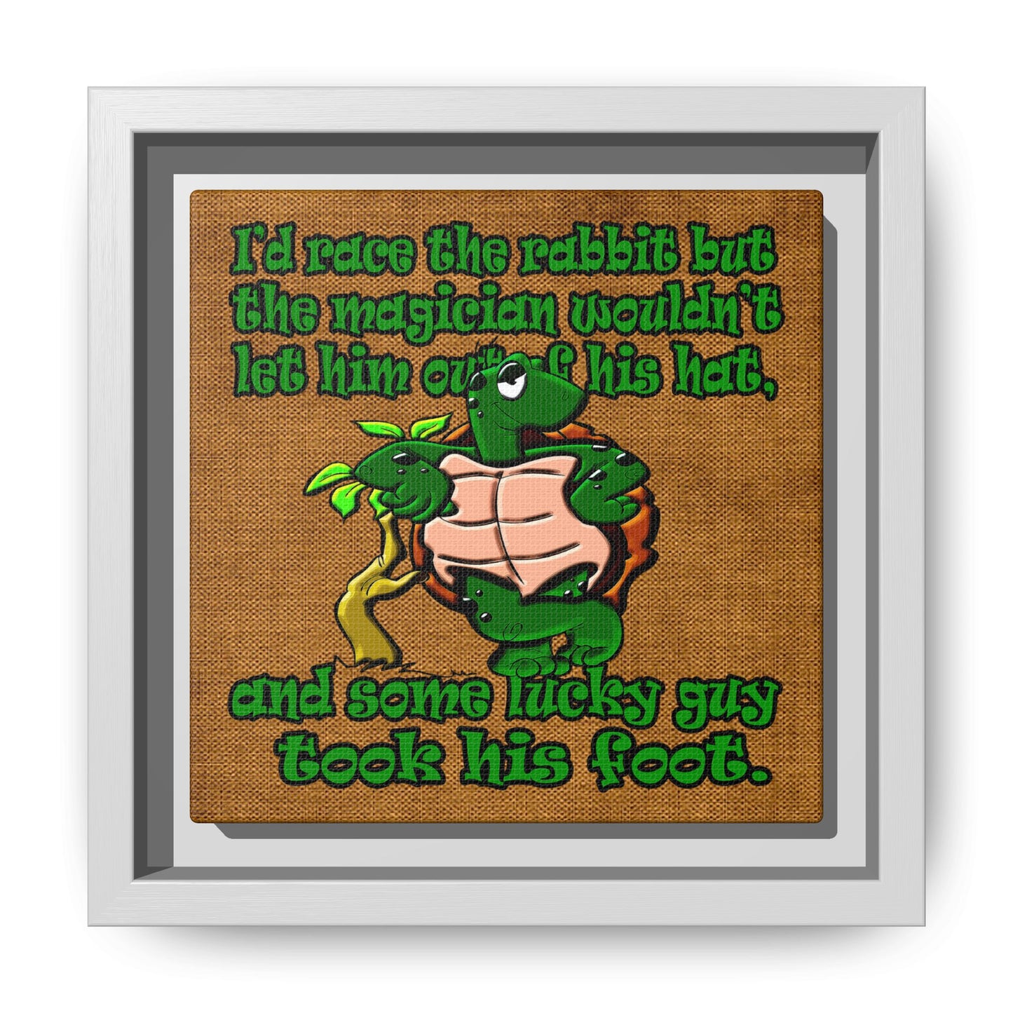 turtle race - framed canvas art (brown papyrus)
