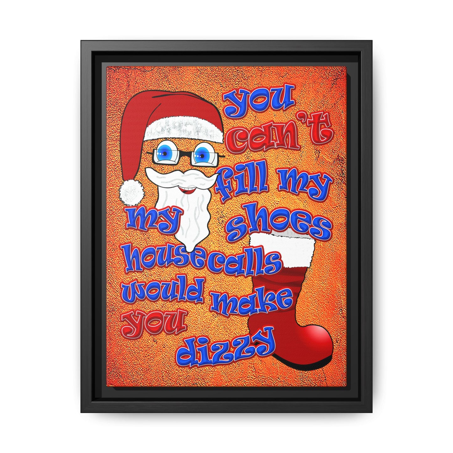 santa's shoes - framed canvas art (burnt orange)