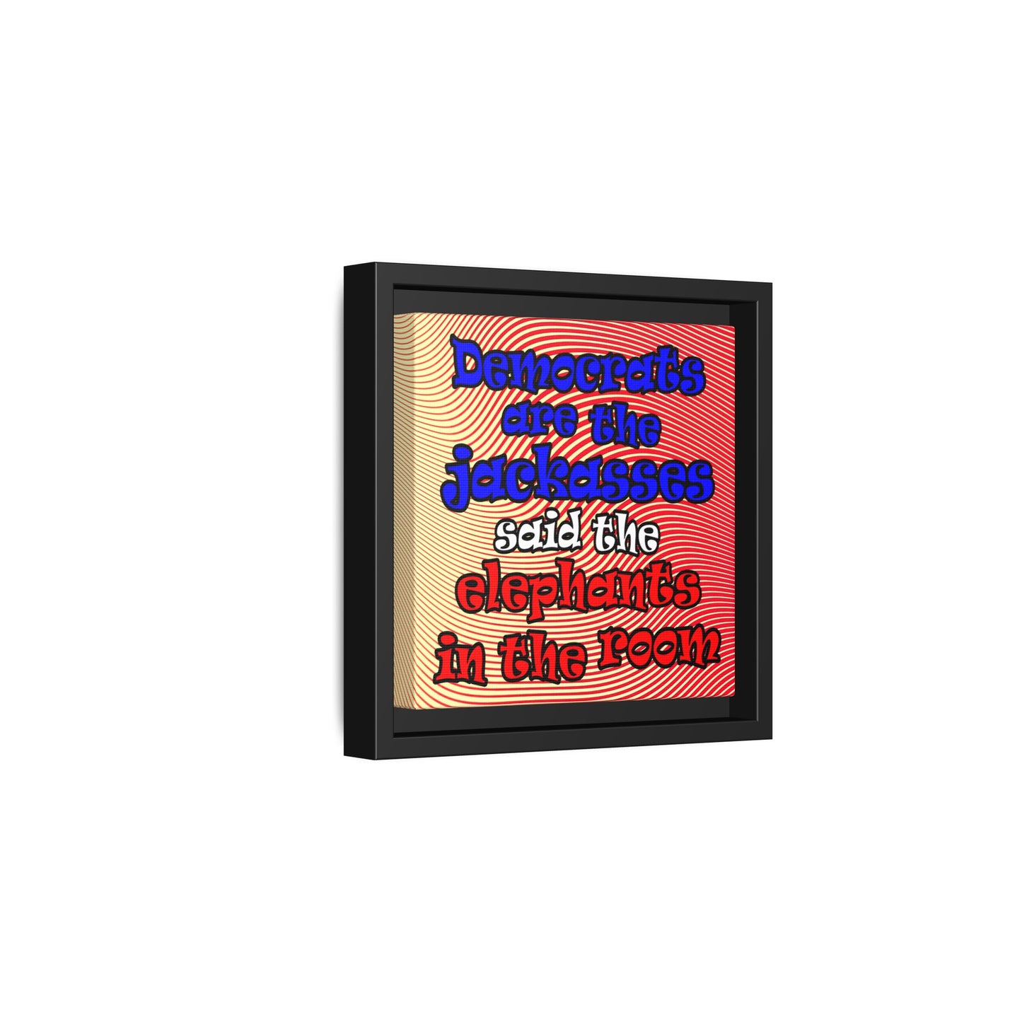 donkeys and elephants - framed canvas art (yellow-orange wave)