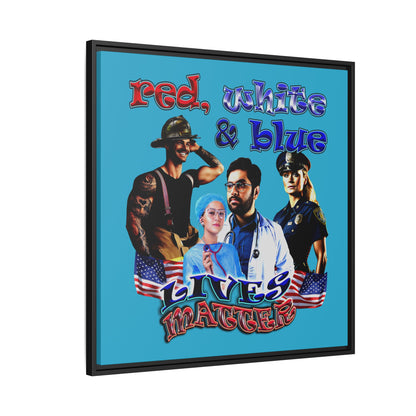 rw&b lives matter - framed canvas art (turquoise)