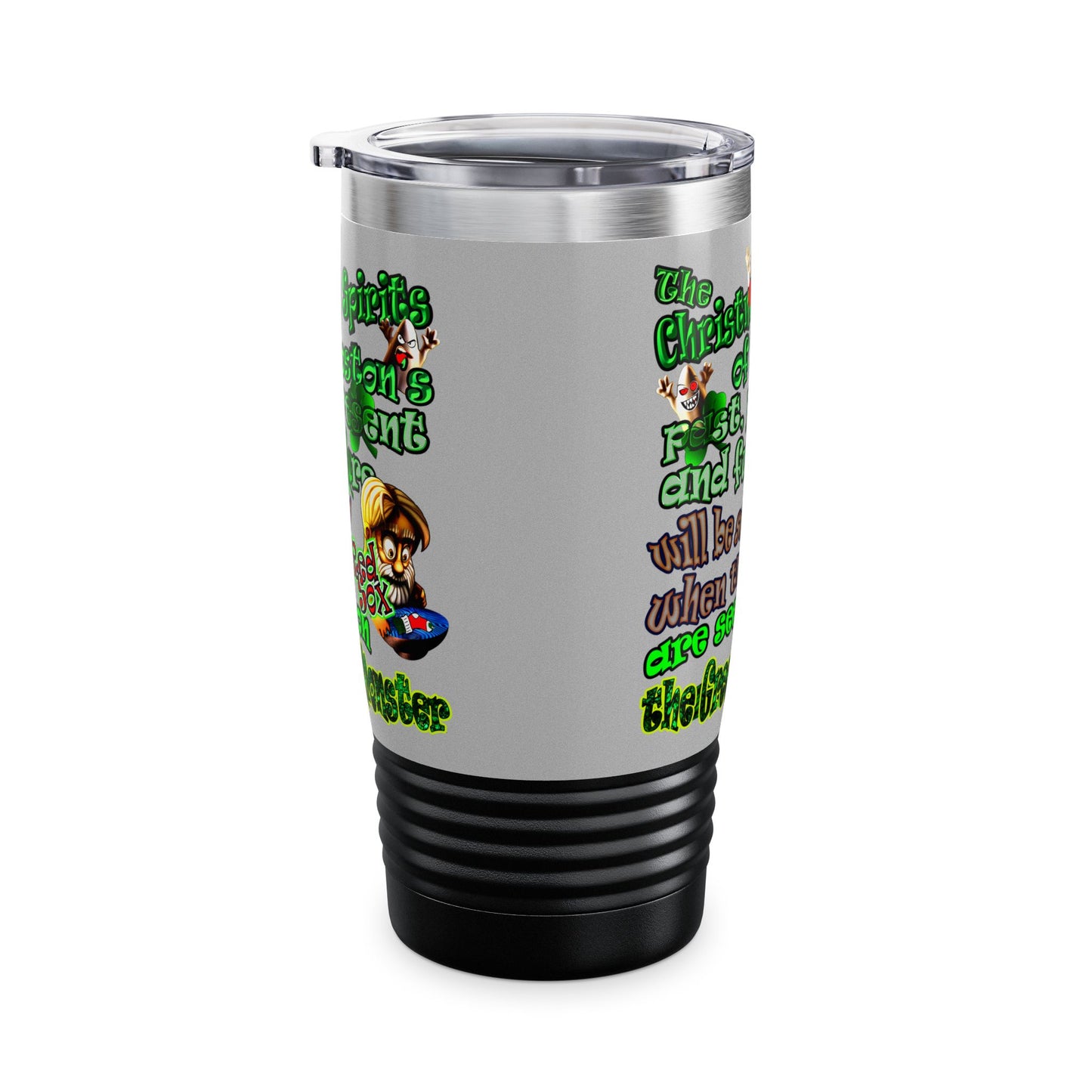 christmas spirits of boston - Ringneck Tumbler, 20oz (light grey)