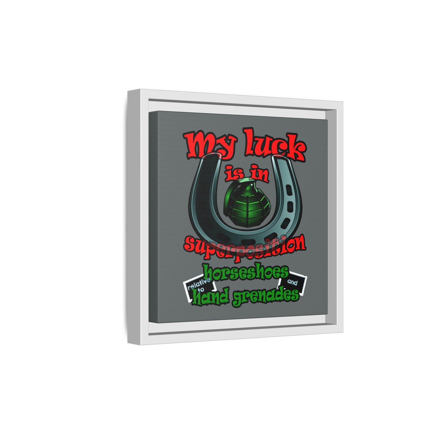 my luck - framed canvas art (dark grey)