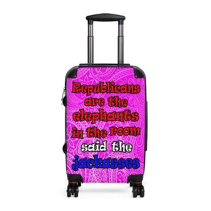 donkeys and elephants - Suitcase (pink swirl)