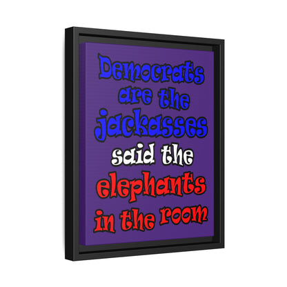 donkeys and elephants - framed canvas art (purple)