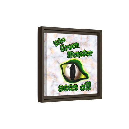 green monster - framed canvas art (white marble)