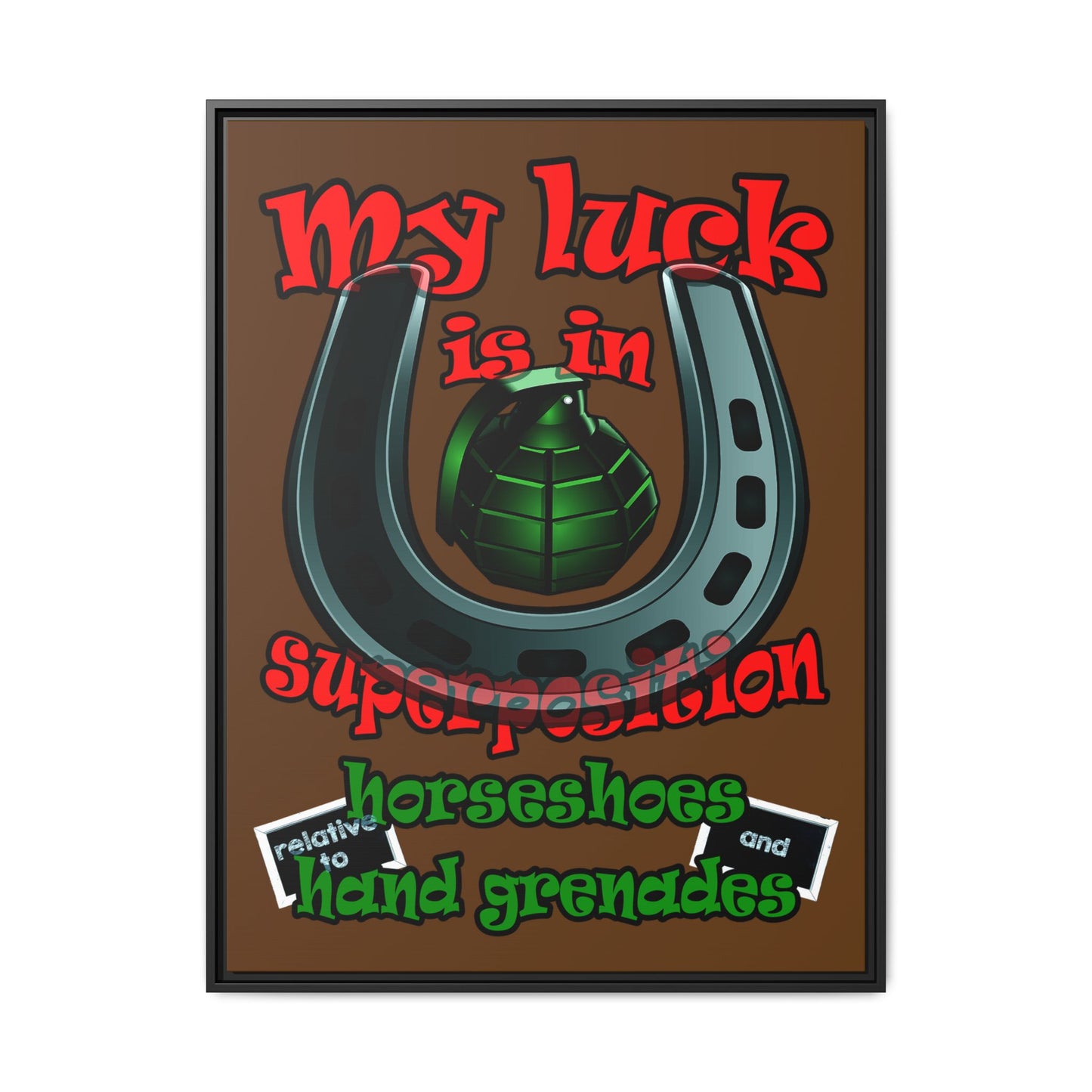 my luck - framed canvas art (brown)