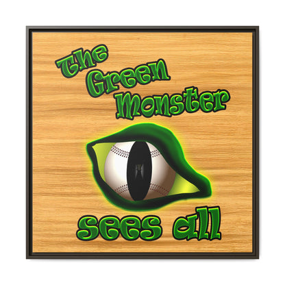 green monster - framed canvas art (butterscotch wood finish)