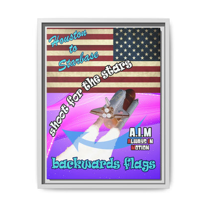 shoot for the stars - framed canvas art (purple-pink wave)