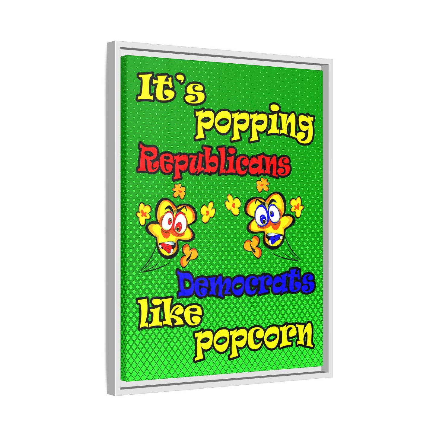 popping like popcorn - framed canvas art (logo green)