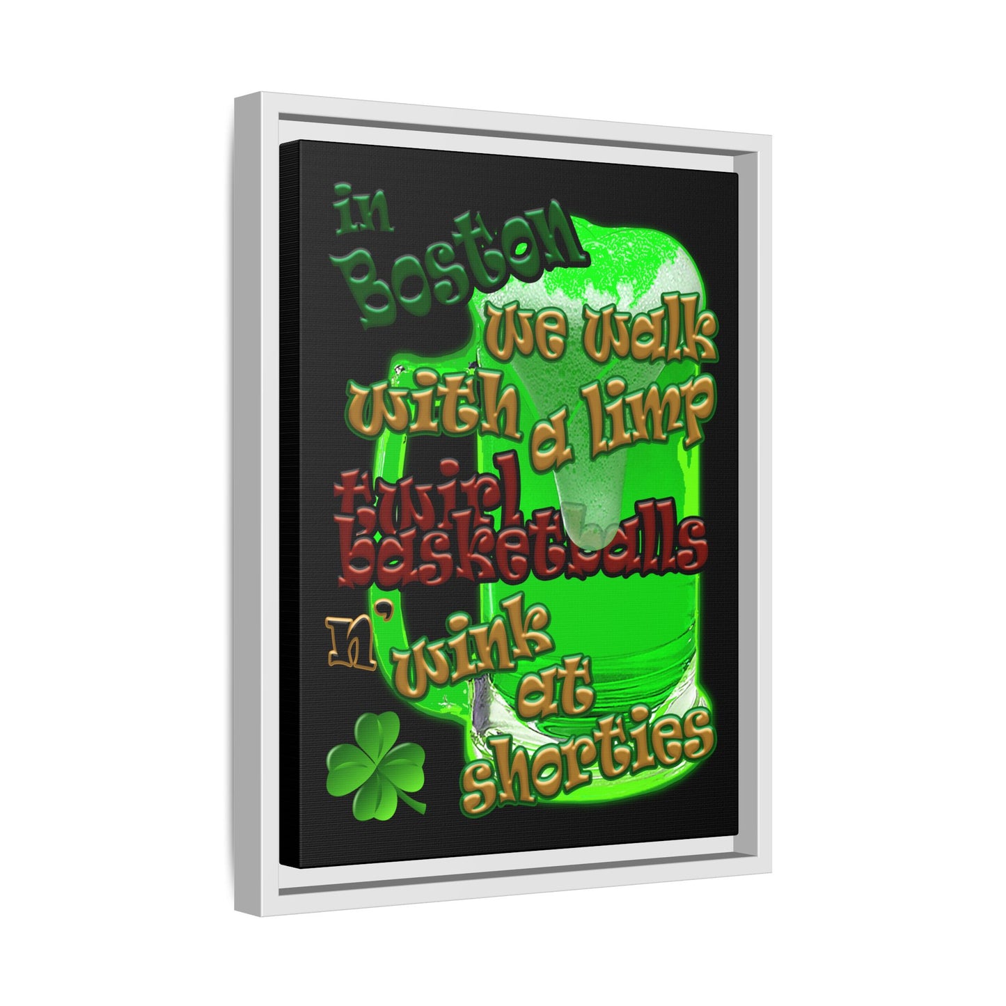 celtics logo - framed canvas art (black)