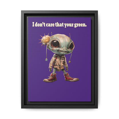 I don't care that your green - framed canvas art (purple)