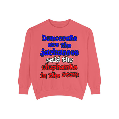donkeys and elephants - Unisex Garment-Dyed Sweatshirt