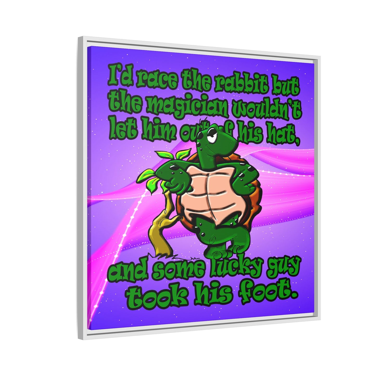 turtle race - framed canvas art (purple-pink wave)