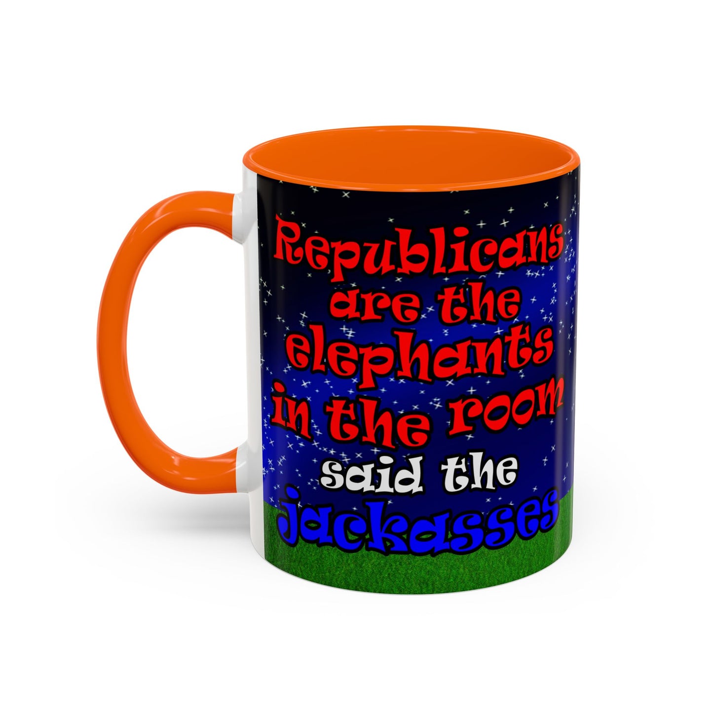 donkeys and elephants - Accent Mug ('snoops' background)
