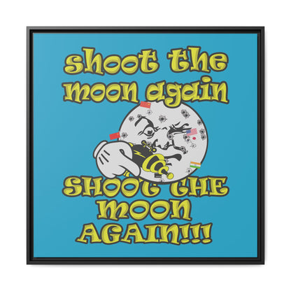 shoot the moon again - framed canvas art (turquoise)