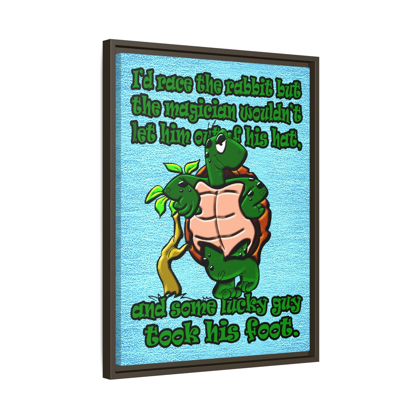 turtle race - framed canvas art (faded blue)