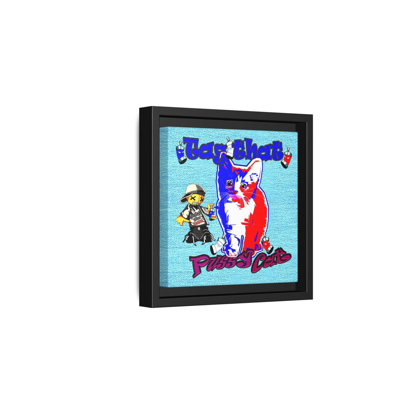 tag that - framed canvas art (faded blue)