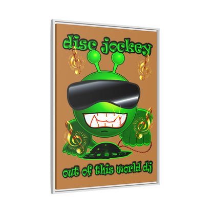disc jockey - framed canvas art (light brown)