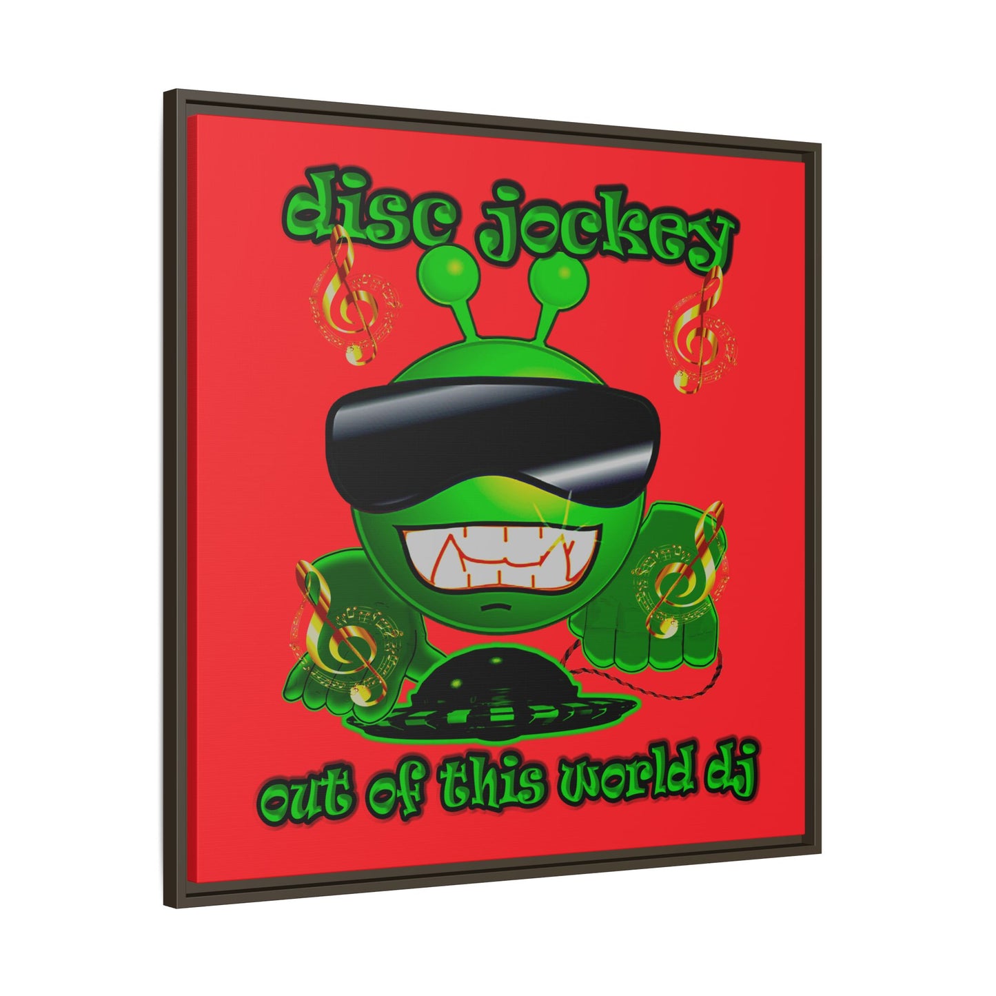 disc jockey - framed canvas art (red)