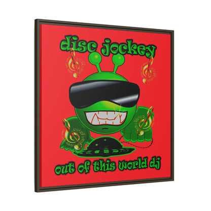 disc jockey - framed canvas art (red)