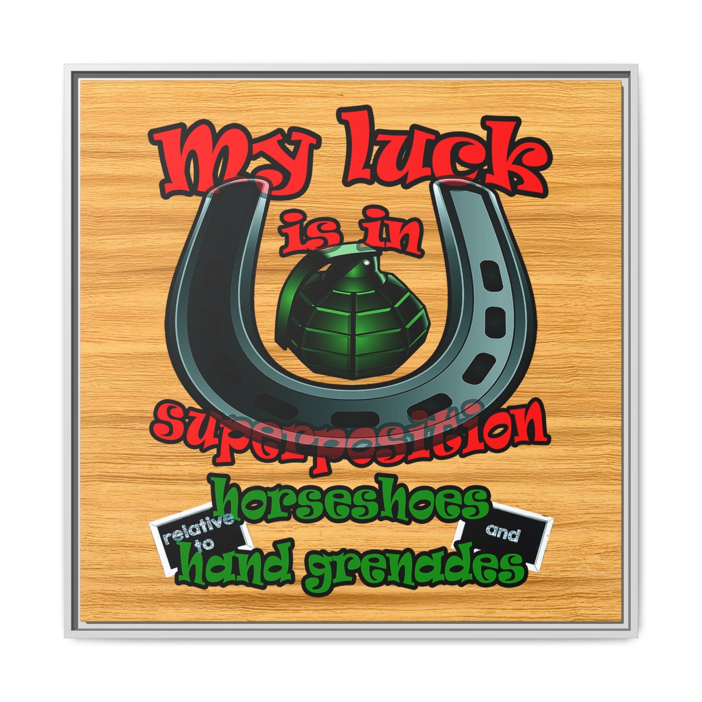 my luck - framed canvas art (butterscotch wood finish)