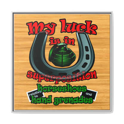 my luck - framed canvas art (butterscotch wood finish)