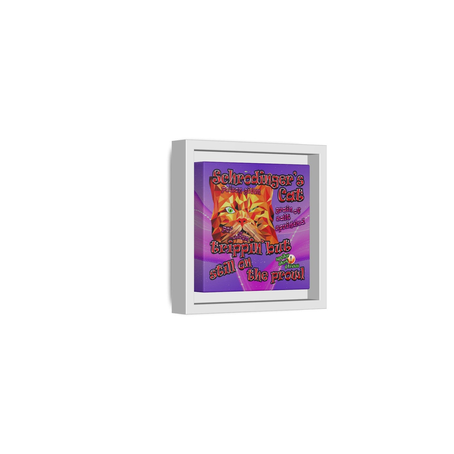schrodinger's cat - framed canvas art (purple-pink wave)