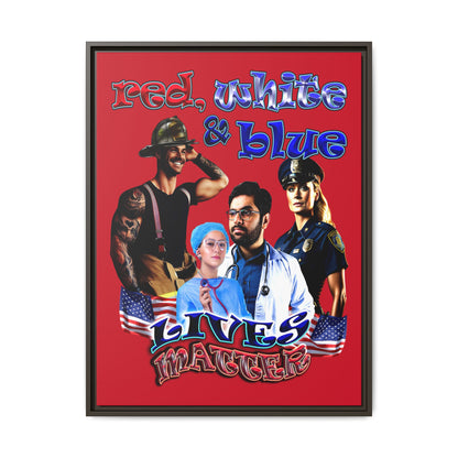 rw&b lives matter - framed canvas art (dark red)