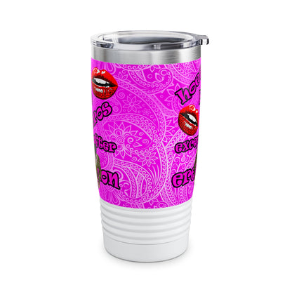 hoes b4 bros - Ringneck Tumbler, 20oz (pink swirl)