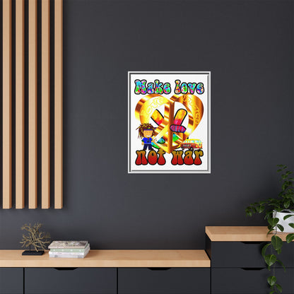 love peace - framed canvas art (white)
