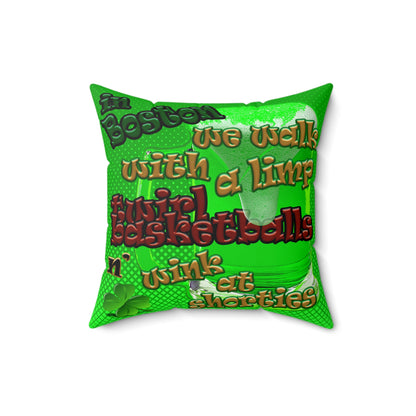 celtics logo - Spun Polyester Square Pillow - (logo green)