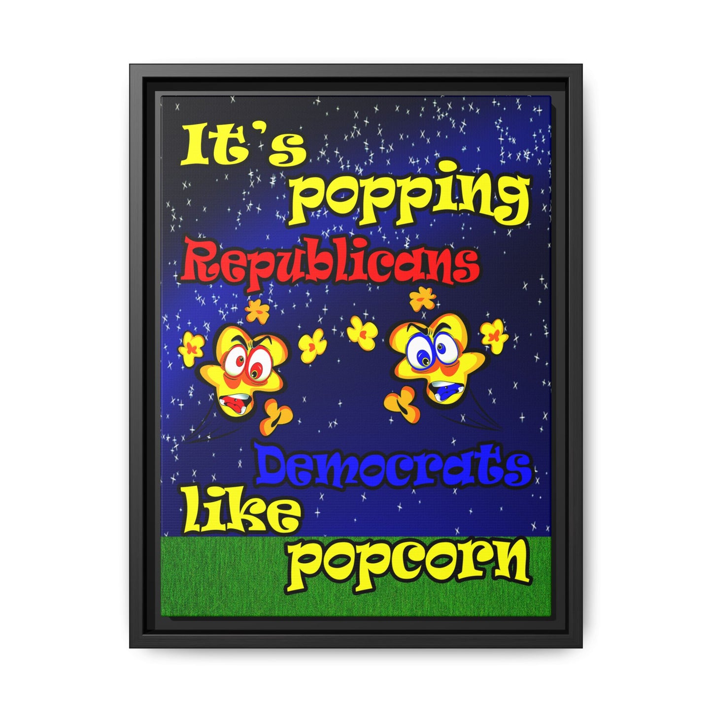 popping like popcorn - framed canvas art ('snoops' background)