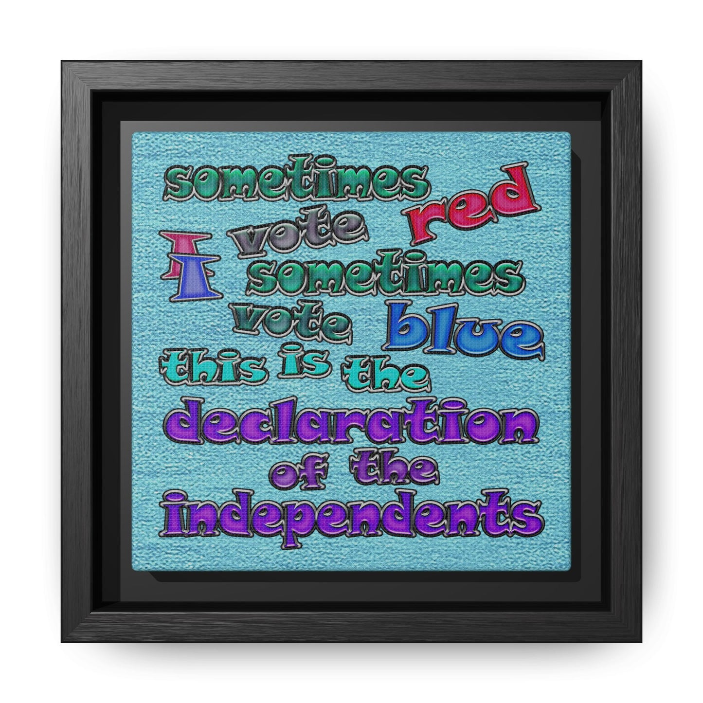 declaration of the independents - framed canvas art (faded blue)